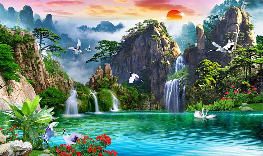 Tranh lụa dán tường PT-07
